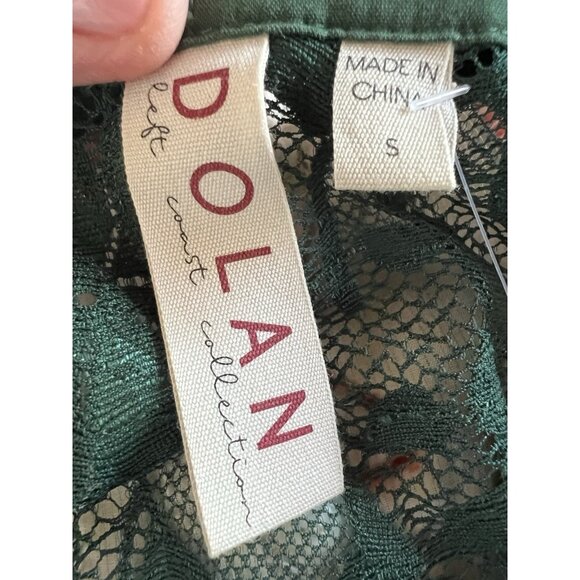NEW Dolan forest green lace sheer cropped blouse tie Wednesday Adams fairy glam - Picture 4 of 11